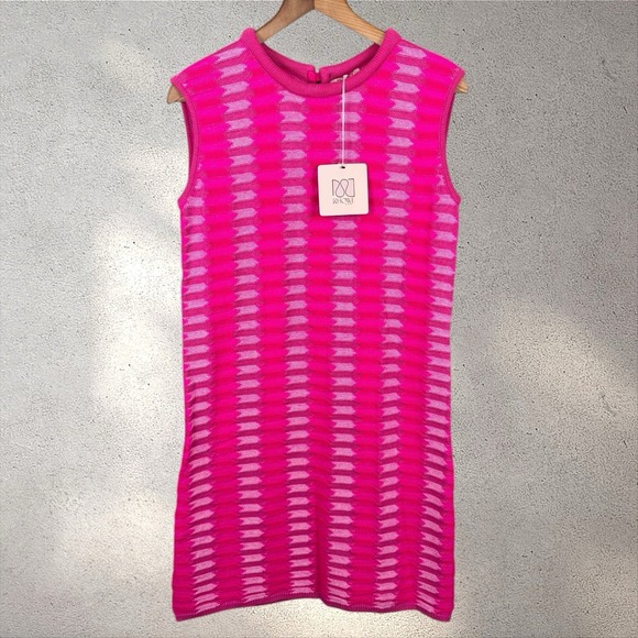 Rhowe Anna Cate Wells Dress In Hot Pink Knit Mini NWT Sz M - Picture 2 of 7